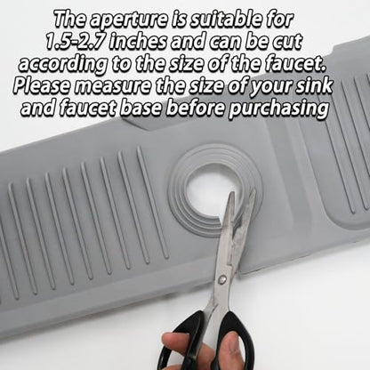 24 Inch Light Gray Durable Faucet Mat, Silicone Kitchen Sink Splash Guard Behind Faucet, Draining Mat for Kitchen/Bathroom/Farmhouse/RV (60 * 15 * 1.8cm) - color: Light Gray