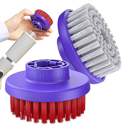 Synoshi PRO Round Brush Set (2 Units) for Electric Spin Scrubber | Brush For Bathroom, Shower, Floor And Tiles. Electric Spin Scrubber Heads For Cleaning