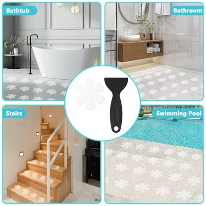 24Pcs Non Slip Bathtub Stickers Clear Safety Strips Bath Tub Stickers with Adhesive Decals Scraper Appliques Peel Prevent Slipping Grips Shower Floor Non Slip Stickers for Bath Tub Stairs Ladders