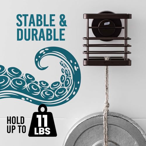 TAILI Patented Suction Cup Toothbrush Holder, Stainless Steel Anti-Puddling Toothbrush Shower Holder, No Drilling Removable Organizer for Bathroom Toothpaste, Razor, Kitchen and Office Items, Brown - color: Brown