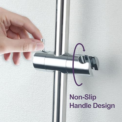 24 Inch Shower Slide Bar with Adjustable Shower Holder Wall Mount Sliding Bar Stainless Steel Wall Mounted Shower Slide Bar with Adjustable Shower Head Holder, Chrome