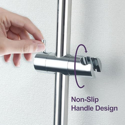 24 Inch Shower Slide Bar with Adjustable Shower Holder Wall Mount Sliding Bar Stainless Steel Wall Mounted Shower Slide Bar with Adjustable Shower Head Holder, Chrome