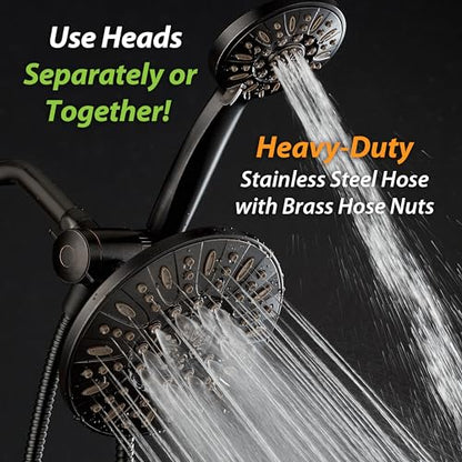 AquaDance 7" Premium High Pressure 3-way Rain & Handheld Shower Head Combo | Enjoy Dual 6-Setting Luxury Shower Heads Separately or Together for the Best of Both Worlds! Stainless Steel Hose - Bronze - color: Oil Rubbed Bronze, style: 2.5 Gallons Per Minu