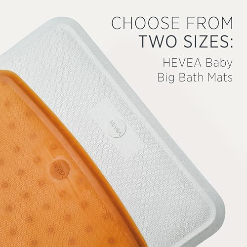 HEVEA Baby & Toddler Bath Mat - 100% Natural Rubber Non Slip Bathtub Mat for Baby - Upcycled, Danish Design - Safe & Sustainable Bathroom Essential (Natural) - color: Natural, size: 21.7" x 12.6" (Rectangular)