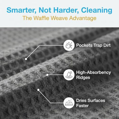Waffle Weave Microfiber Cloths - 12 x 12 inches - Lint Free Cloth, Streak-Free Absorbent Microfiber Glasses Cleaning Cloth, Screens, Dusting & Appliances - 12 Pack Premium Cloth Wipes - size: 12 Pack