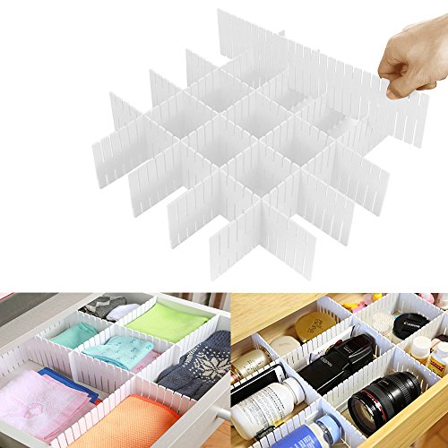 8pcs DIY Plastic Drawer Organizer Adjustable Drawer Dividers for Home Tidy Closet, Socks, Underwear, Office School Supplies, Kitchen Utensil Tools (White) - color: White