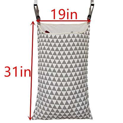 Adjustable Space Saving Door Hanging Laundry Hamper Bag with Over Door Hooks for Dirty Laundry