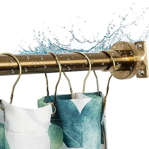 Heavy Duty Shower Rod, Adjustable Shower Curtain Rod, Expandable 47-84 Inch, Permanent Mount Shower Rod, Never Rust Stainless Steel for Window Curtain and Closet, Champagne Bronze - color: CHAMPAGNE BRONZE