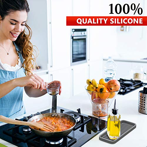 ZAPPOWARE Silicone Kitchen Sink Caddy Sponge Holder 9"x3.5" Gray - Bathroom Vanity Tray Organizer, Soap Tray for Dish Scrubber, Soap Dispenser - size: 9"x3.5"
