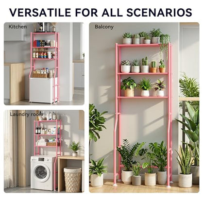 3-Tier Over The Toilet Storage, Freestanding Metal Bathroom Shelves, Space Saver Above The Over Toilet Storage Shelf for Bathroom (Pink) - color: Pink