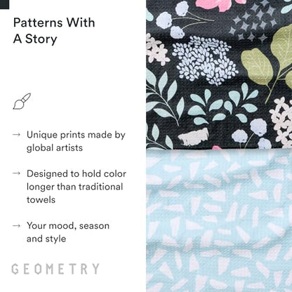 GEOMETRY Kitchen Tea Towels - Quick Dry Microfiber Dish Towels for Kitchen Pretty Petals, 18" x 30" 2 Pack - color: Pretty Petals, style: Kitchen Towel - Double