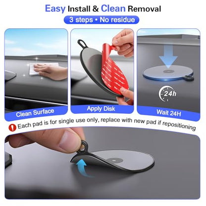 Dashboard Pad Mounting Disk for Suction Cup, 95mm (3.74") Heat Resistant Adhesive Disc for Dash Camera Windshield Holder, GPS, Tablet, Car Phone Bracket Base with Sticky Adhesion Replacement 3 Pack
