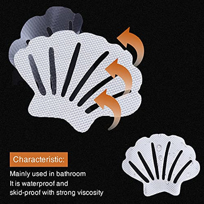 Secopad Non-Slip Bathtub Stickers, 24 PCS Shell Safety Bathroom Tubs Showers Treads Adhesive Decals Scraper (White) - color: White