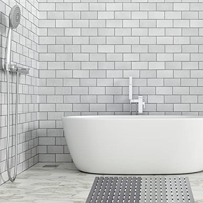 BEMISO Shower Mat Non Slip Bathtub Mat with Suction Cups and Drain Holes 27.5 x15.7 Inch Bath Mat for Tub & Shower.Easy Dry,Easy to Cut,Eco-Friendly - color: Gradient Grey, size: 27.5 x 15.7 inches