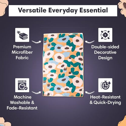 Reversible Microfiber Hand Towel, Lilly Plaid | Double-Sided Design Super Absorbent Lint-Free Fast Drying Bathroom Kitchen Car & Window Cleaning, Set of 2 Microfiber Cloths - color: Lilly Plaid- Cream/Multi, size: Hand Towels - Reversible