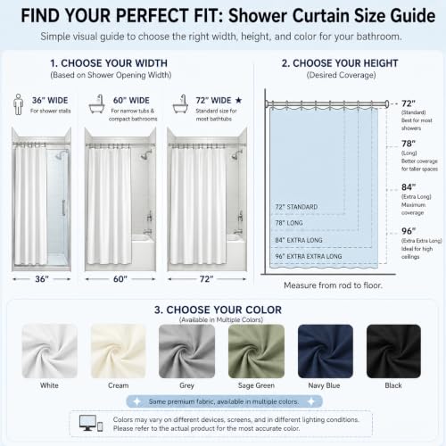 Waterproof Fabric Shower Curtain Liner, TPU Coated, PEVA-Free & Odorless, Hotel Quality, 3 Magnets, Rust-Proof Metal Grommets, Machine Washable, Grey, 72x96 Inch - color: Grey, size: 72"W x 96"L (Pack of 1)
