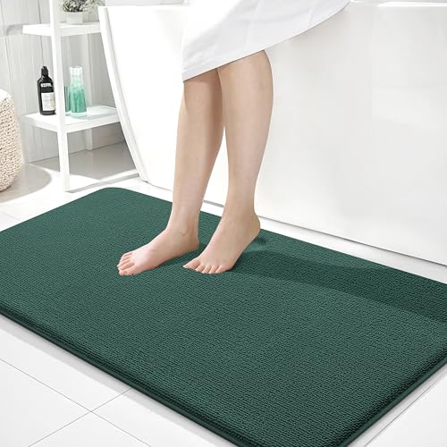 OLANLY Memory Foam Bathroom Runner Rugs 44x24, Long Mats, Blackish Green | Soft Quick Dry Bath Rugs, Non-Slip, Absorbent Machine Washable Mat for Bathroom Floor, Tub and Shower, Home Decor Accessories - color: Blackish Green, size: 44" X 24"