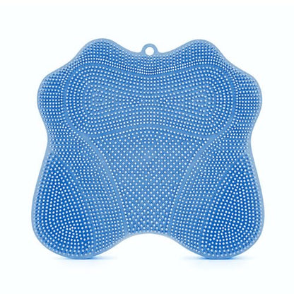 Shower Foot Scrubber Mat, Wall-Mounted, 11.8 x 11 in, 1 Pack | Foot Scrubber in Shower for Deep Cleaning & Exfoliation. Suction cups support floor foot care and wall back scrubbing. - color: Blue