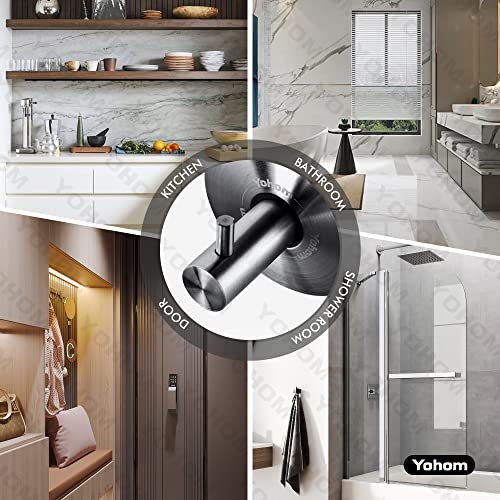 YOHOM Suction Cup Hooks - Black Stainless Steel Window and Shower Towel Hooks - Holds 2 Pcs - color: 2 Black
