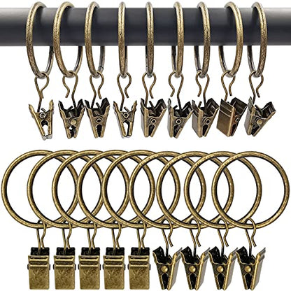100 Pack Curtain Rings with Clips, Drapery Clips with Rings, Drapes Rings 1.26 in Interior Diameter, Fits up to 1 in Curtain Rod, Bronze - color: Bronze, size: 1.26" I D 100 Pack