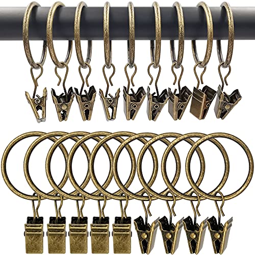 90 Pack Curtain Rings with Clips, Drapery Clips with Rings, Drapes Rings 1.26 in Interior Diameter, Fits up to 1 in Curtain Rod, Bronze - color: Bronze, size: 1.26" I D 90 Pack
