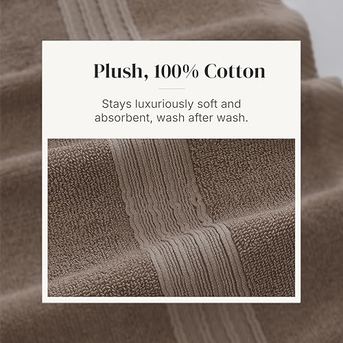 Modern Threads 6 Piece Bath Towel Set – Bathroom Set with 2 Bath Towels, 2 Hand Towels, and 2 Wash Cloths – 100% Cotton, Super Absorbent & Extra Soft – Reversible Floral Trail (Taupe Brown) - color: Taupe Brown