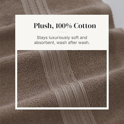 Modern Threads 6 Piece Bath Towel Set – Bathroom Set with 2 Bath Towels, 2 Hand Towels, and 2 Wash Cloths – 100% Cotton, Super Absorbent & Extra Soft – Reversible Floral Trail (Taupe Brown) - color: Taupe Brown