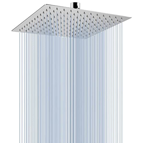 Voolan Rain Shower head, High Pressure Shower Head Made of 304 Stainless Steel, Relaxed Shower Experience Even at Low Water Flow and Pressure (10" Chrome) - color: Chrome, size: 10 Inch