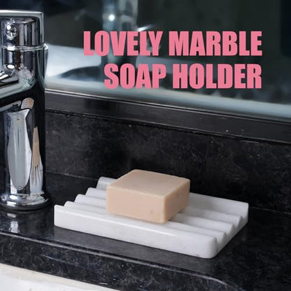 2 Pcs Marble Soap Holder, Soap Dish for Shower, Bathroom, Kitchen, Multi-Function Bar Soaps Holder, Soaps Saver with Water Ripple Design, Soap Tray(Namib Fantasy) - color: Namib Fantasy