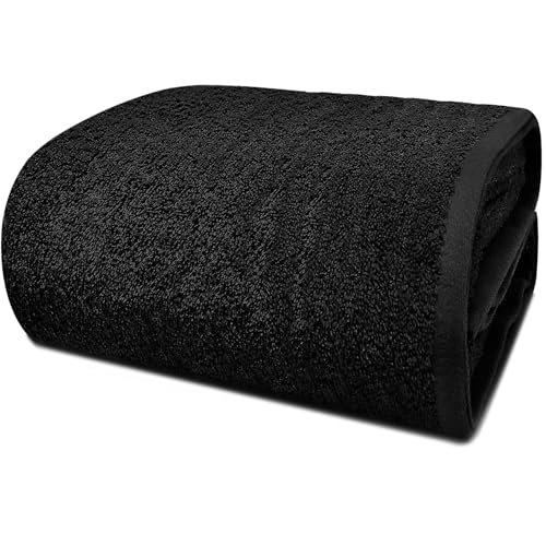 DAN RIVER Pack of 1 Oversized Bath Sheet, 40 x 80 Inches, Black | 100% Cotton Jumbo Bath Towel with Extra Large Coverage, Lightweight Feel, Super Soft & Quick Dry - color: Black, size: 40x80" Oversized Bath Sheet