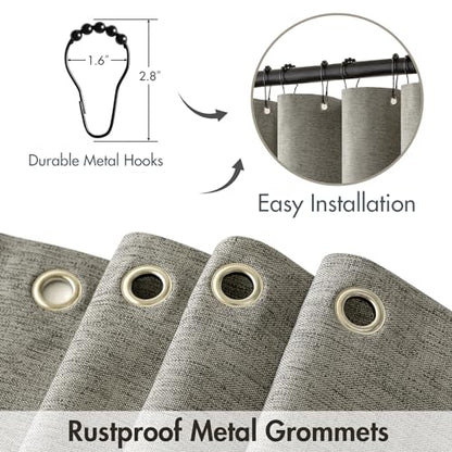 MIULEE Linen Fabric Shower Curtain Grey W72*L72 12 Metal Hooks | Modern, Heavy Duty, Shower Curtain Set, Waterproof Thick Cloth Shower Curtains, Bathroom Hotel Bathtub, Washable - color: Grey, size: 72"W x 72"L (Pack of 1)