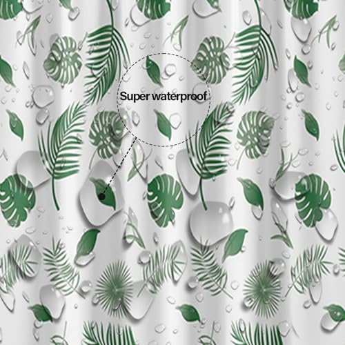Plastic Shower Liner - Premium PEVA 4G Shower Curtain Liner with Rustproof Grommets and 3 Weighted Magnets, Waterproof Shower Curtains for Bathroom (Green Leaf) - color: Green Leaf, size: 71"W x 71"L (Pack of 1)