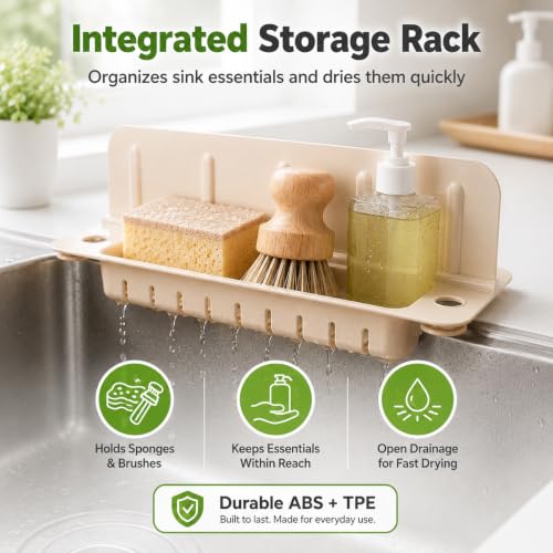 Foldable Sink Splash Guard with Suction Cups, 13.9 inch Sink Water Splash Guard, Detachable Reusable Kitchen Water Baffle Anti-Splash, with Flip-down Storage Rack, Easy to Clean (2pcs-A) - color: 2pcs-A