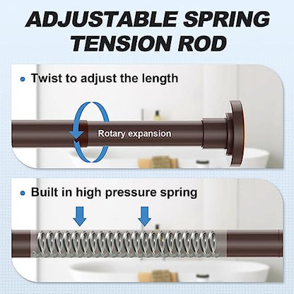 CorkLatta Bronze Shower Curtain Rod 31 to 104 Inch,1 Inch Diameter Adjustable Spring Tension Curtain Rod No Drilling Stainless Steel Telescoping Rod,No Rust | 1 Inch Diameter Stainless Steel Tension Curtain Rod Non slip, No Drill Shower Rods for Bathroom,