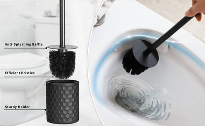 Bathroom Accessory Set - 6 Pcs Black Bathroom Accessories Set with Trash Can, Toothbrush Holder, Toothbrush Cup, Soap Dispenser, Soap Dish, Toilet Brush with Holder - Accessoire Salle de Bain - color: Black Effect