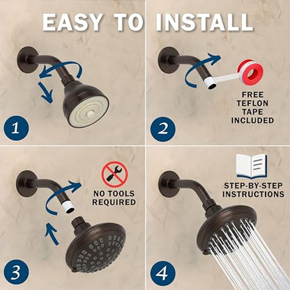 6 Function Luxury Shower Head - 1.8 GPM - Oil-Rubbed Bronze | High Pressure Boosting, Adjustable, Wall Mount, Bathroom Showerhead With Anti-Clog Nozzles, Best For Low Flow Showers - color: Oil Rubbed Bronze, size: 1.8 GPM
