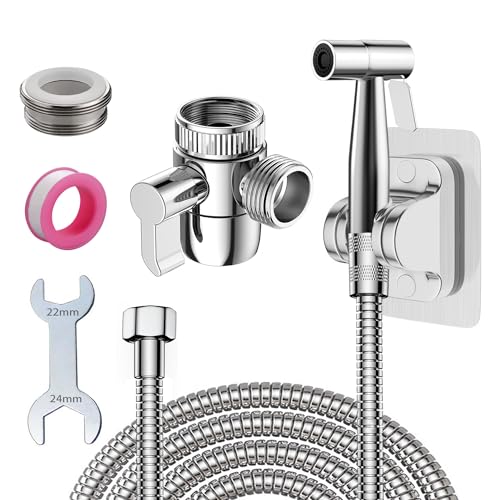 Handheld Bidet Sprayer Attachment Set G1/2 Toilet Bidet with 2M Hose - color: Silver