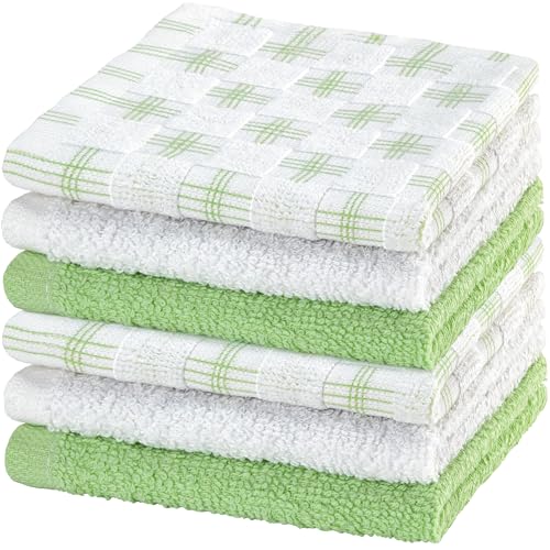100% Cotton Washcloths 12x12 in, Green (6 Pack) - color: Green