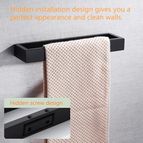 Miyili Matte Black Hand Towel Ring SUS 304 Stainless Steel Bath Towel Holder Contemporary Style Wall Mount, D03B26 - color: Matte Black