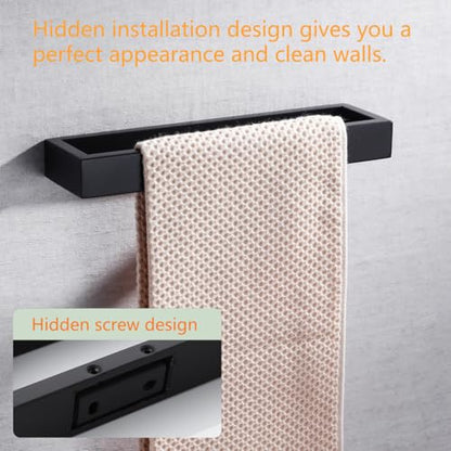 Miyili Matte Black Hand Towel Ring SUS 304 Stainless Steel Bath Towel Holder Contemporary Style Wall Mount, D03B26 - color: Matte Black
