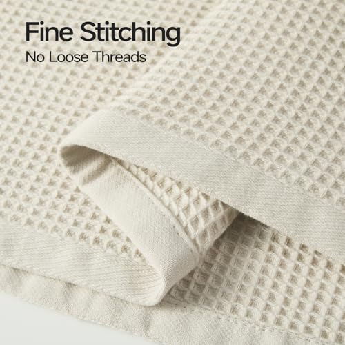 ecolook 6-Piece Waffle Weave Towel Set, 100% Cotton, Lightweight, Absorbent & Quick-Drying, 2 Bath Towels (31×63 in), 2 Hand Towels, 2 Washcloths, Lint-Free for Bathroom, Pool, Gym, Travel - Khaki - color: Khaki