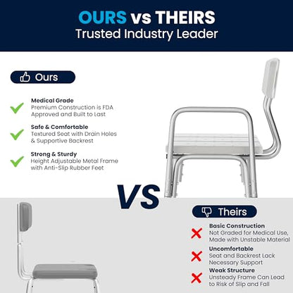 Flash Furniture HERCULES Series 300 Lb. Capacity Adjustable White Bath & Shower Transfer Bench with Back and Side Arm - color: White