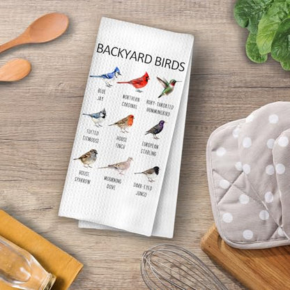 Birds Gifts Kitchen Towels - Birdwatching Graphic Decorative Waffle Dish Towels, Birds Gifts Hand Towel, Bird Gift Tea Towel, 16x24 Inch - color: Birdwatching-06