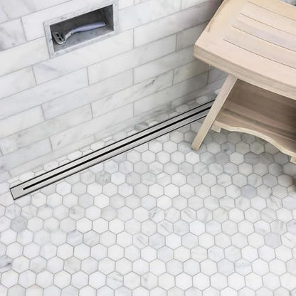 24 Inch Ultra Narrow Linear Shower Drain, Brushed Nickel Extra Slim Shower Drain, 304 Stainless Steel, Easy to Install and Clean for Bathrooms (Drain Base Not Included), LSDE8-31A-24S - color: Brushed Nickel, size: 24 Inch