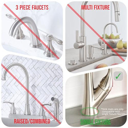 Ternal Silicone Faucet Handle Drip Catcher Tray Mat, Silicone Faucet Mat Dish Soap Sponge Holder for Kitchen Sink Accessories Gadgets, Drying Mat for Kitchen Counter Bathroom Kitchen Sink [Grey]