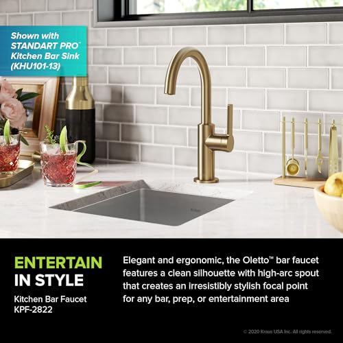 KRAUS Oletto Single Handle Kitchen Bar Faucet in Brushed Brass, KPF-2822BB - color: Brushed Bronze, style: Bar Faucet