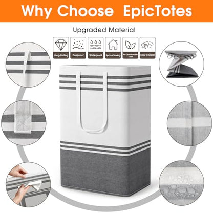 2 Pack Large Home Laundry Basket, Laundry Hamper, Freestanding Waterproof Dirty Clothes Bag, Tall Clothes Hamper - Extended & Reinforced Handles for College Dorm, Family (Light Grey/88L) - size: 2 x 88L