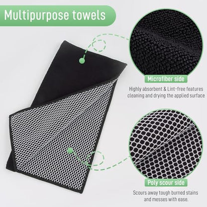 Dish Cloth for Washing Dishes Kitchen Washcloth Cleaning Cloth | 12x12inch 20pack Kitchen Towels Rags, Microfiber Cleaning Cloths, Wash Cloths with Poly Scour Side, Wholesale, Black - color: Black, size: 12inchx12inch 20pack