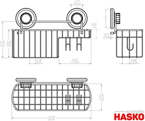 HASKO Shower Caddy Suction Cup, Shower Shelf with Soap Dish and Hooks Organizer, Suction Bathroom Shelf for Storage, Wall Mounted Basket, Black - color: Black (1 Pack)