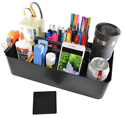 8 Compartments DIY Dividers,Large Portable Caddy, Multi Purpose,Stackable, Modern Solution for School, office, Desktop Endless use of your Choice -MADE IN USA (Black) - color: Black